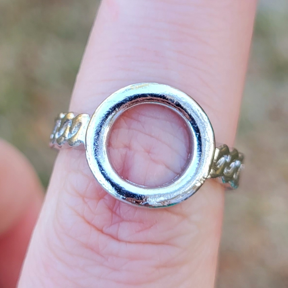 Silver Circle Metal Chain Rope Band Size 7.5 - Picture 3 of 11